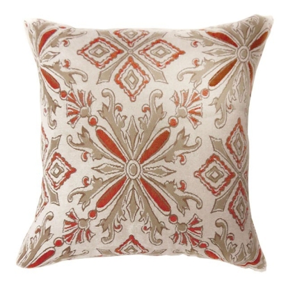 Furniture of America Lela Contemporary Polyester Rayon Orange-Beige Pillow (2-Box) Model PL672