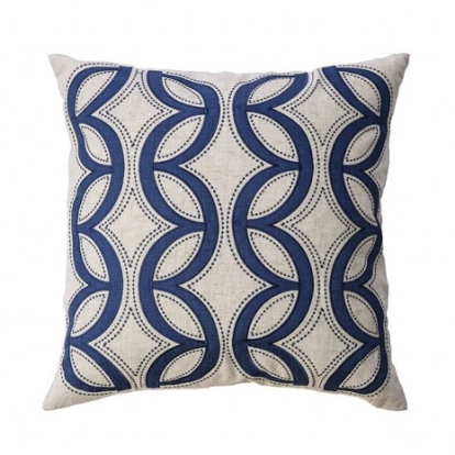 Furniture Of America Teri Contemporary Polyester Beige/Indigo Throw Pillow | PL8011-2PK