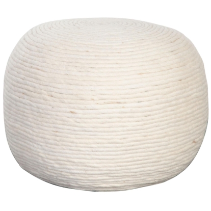 Diamond Sofa POUFRWL Round Pouf White Dyed Natural Wool