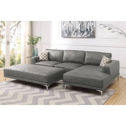 Poundex 2-Piece Sectional Set With 2 Accent Pillows Model F6429
