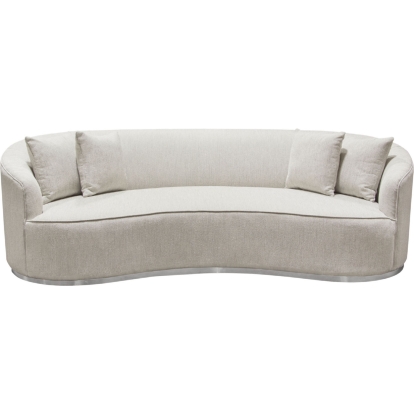 Diamond Sofa RAVENSOCM Raven Curved Sofa Light Cream Fabric Brushed Silver