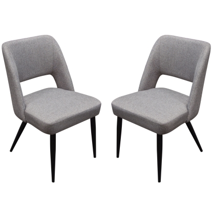 Diamond Sofa REVEALDCGR2PK Reveal Dining Chair Grey Fabric Black Metal (Set of 2)