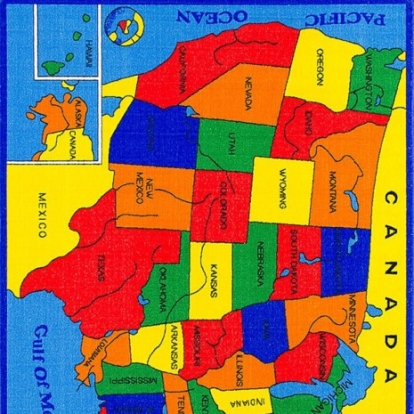 Furniture of America Abbey Contemporary Nylon Us Map Area Rug Model RG5114