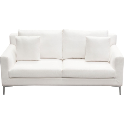 Diamond Sofa SEATTLELOWH Seattle Loveseat White Linen Polished Silver Metal Leg
