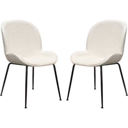 Diamond Sofa SESSIONDCIV2PK Session Dining Chair Ivory Boucle Black Metal (Set of 2)