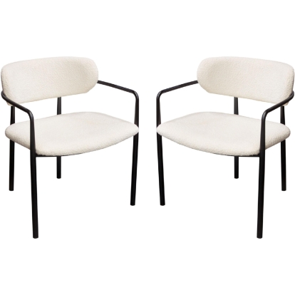 Diamond Sofa SKYLERDCIV2PK Skyler Dining Chair Ivory Boucle Black Metal (Set of 2)