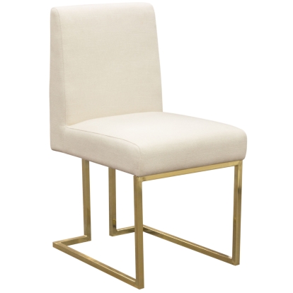 Diamond Sofa SKYLINEDCCM2PK Skyline Dining Chair Cream Fabric Brushed Gold (Set of 2)