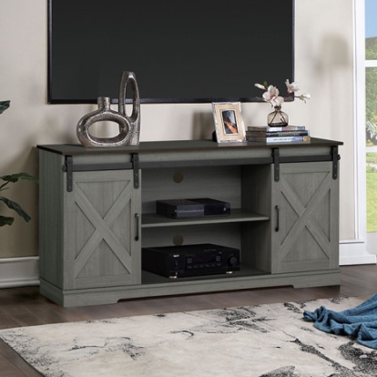 Furniture Of America Garibaldi Rustic Farmhouse Engineered Wood, Metal, Paper Brown/Gray Tv Stand | SL-AC4000-TV