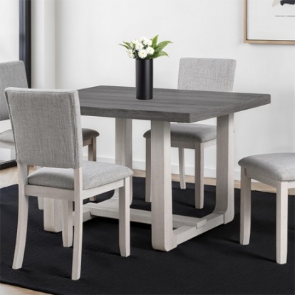 Furniture Of America Sauro Transitional Engineered Wood, Fabric, Foam, Paper, Rubberwood Gray Dining Table | SL3405GY-T