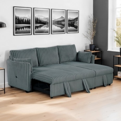 Furniture Of America Denholme Contemporary Engineered Wood, Fabric, Foam, Others Dark Gray Sectional W/ Pull Out | SL64002DG-SF-PK