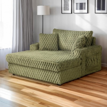 Furniture Of America Ferryhill Contemporary Engineered Wood, Fabric, Foam, Others Olive Green 2-Arm Chaise | SL69000GR-PK