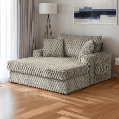 Furniture Of America Ferryhill Contemporary Engineered Wood, Fabric, Foam, Others Light Brown 2-Arm Chaise | SL69000LB-PK