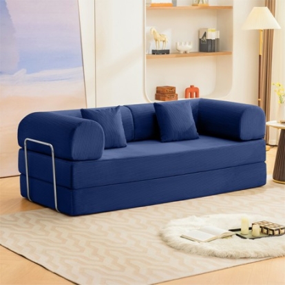 Furniture Of America Perri Contemporary Compressed Foam, Corduroy Blue 79" Compressed Sofa | SL6907BL