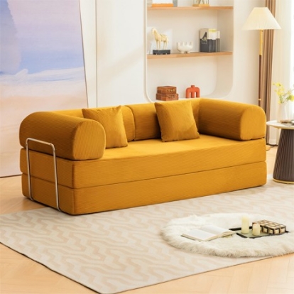 Furniture Of America Perri Contemporary Compressed Foam, Corduroy Ginger 79" Compressed Sofa | SL6907YL