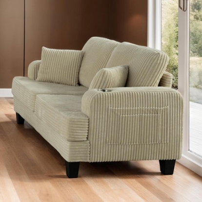 Furniture Of America Moretaine Contemporary Engineered Wood, Fabric, Foam, Others Beige Loveseat | SL6932BG-LV-PK