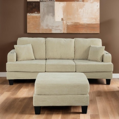 Furniture Of America Moretaine Contemporary Engineered Wood, Fabric, Foam, Others Beige Sofa | SL6932BG-SF-PK