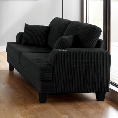 Furniture Of America Moretaine Contemporary Engineered Wood, Fabric, Foam, Others Black Loveseat | SL6932BK-LV-PK