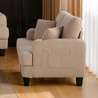 Furniture Of America Cinderford Contemporary Engineered Wood, Fabric, Others Beige Loveseat | SL6936BG-LV-PK
