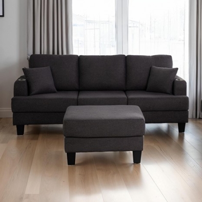 Furniture Of America Cinderford Contemporary Engineered Wood, Fabric, Others Dark Gray Sofa | SL6936DG-SF-PK