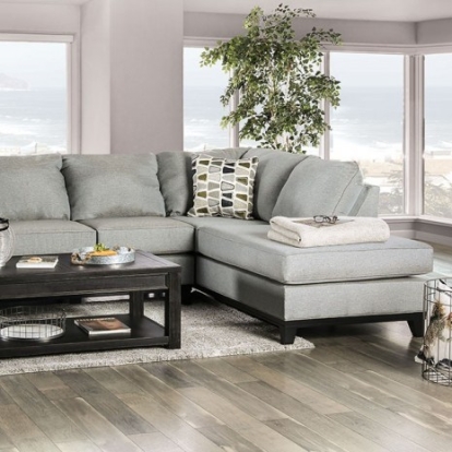 Furniture of America Bridie Transitional Fabric Solid with Wood Gray Sectional Model SM1117-SECT