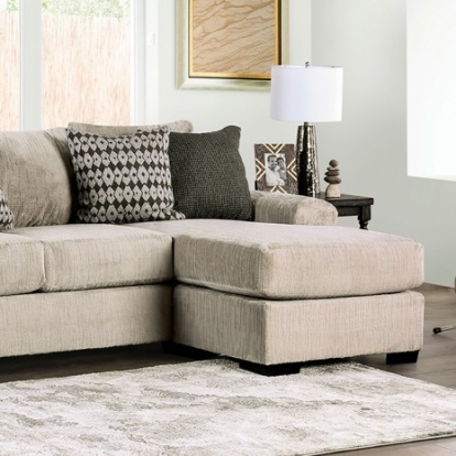 Furniture of America Eastcote Transitional Chenille Solid with Wood Light Mocha Sectional Model SM1125