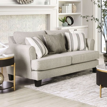 Furniture of America Ealing Transitional Fabric Solid with Wood Light Gray Loveseat Model SM1207-LV