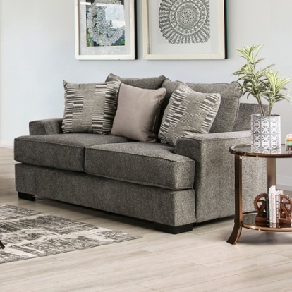 Furniture of America Holborn Transitional Chenille Solid with Wood Gray Loveseat Model SM1220-LV