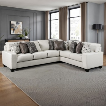 Furniture Of America Millburn Transitional Fabric, Foam, Leatherette, Solid Wood, Others White Sectional | SM1252-SECT