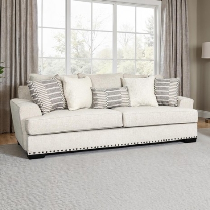 Furniture Of America Gervais Transitional Fabric, Foam, Solid Wood, Others Taupe Oversized Sofa | SM1253-SF