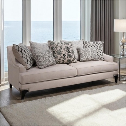 Furniture Of America Lowell Transitional Fabric, Foam, Solid Wood Taupe Sofa | SM2201TP-SF