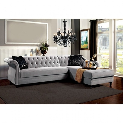 Rotterdam Warm Gray/Black/Silver Sectional Model SM2261-PK by Furniture of America