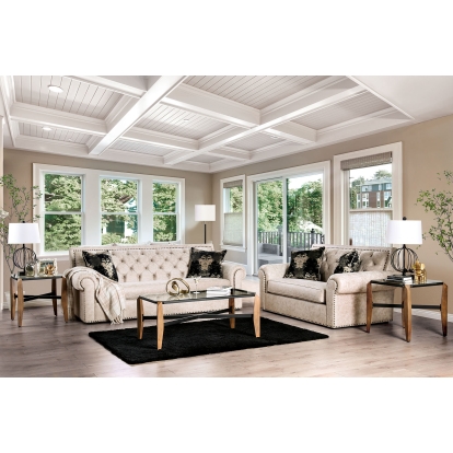 Parshall Beige/Gold Sofa with Loveseat Model SM2272-2PC by Furniture of America