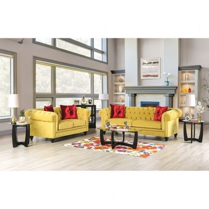 Eliza Royal Yellow/Red Sofa with Loveseat Model SM2284-2PC by Furniture of America