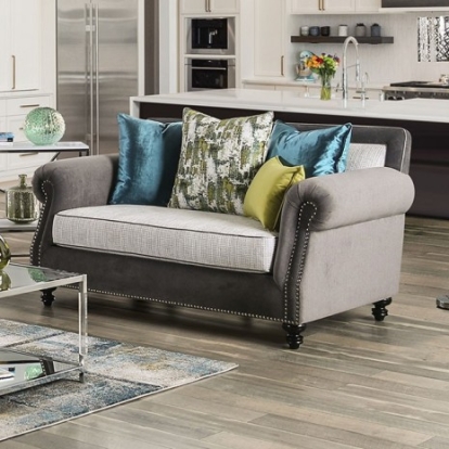 Furniture of America Mariella Transitional Microfiber Solid with Wood Gray-Beige-Teal-Olive Love Seat Model SM2286-LV