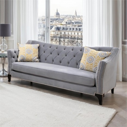 Furniture Of America Wilmette Transitional Fabric, Foam, Solid Wood Gray Sofa | SM2296GY-SF