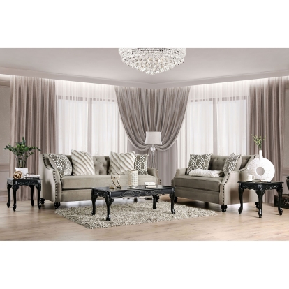 Ezrin Light Brown Sofa with Loveseat Model SM2668-2PC by Furniture of America