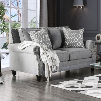 Furniture Of America Giovanni Transitional Linen-Like Gray Love Seat | SM2673-LV