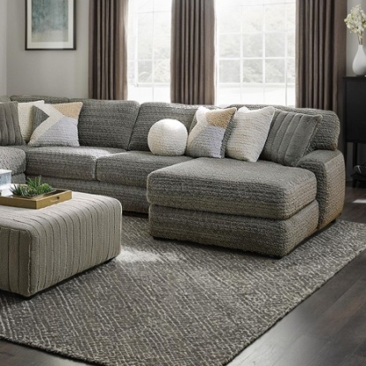 Furniture Of America Elmhurst Contemporary Fabric, Foam, Solid Wood, Others Charcoal U-Shaped Sectional | SM5106-SECT