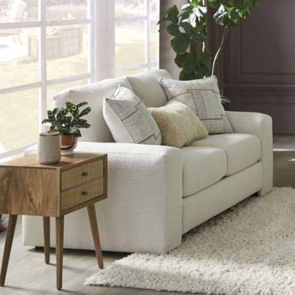 Furniture Of America Cochrane Contemporary Chenille, Solid Wood Cream/Beige Loveseat | SM5120-LV