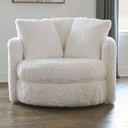 Furniture of America Cochrane Contemporary Chenille Solid with Wood White Chair Model SM5121-CH