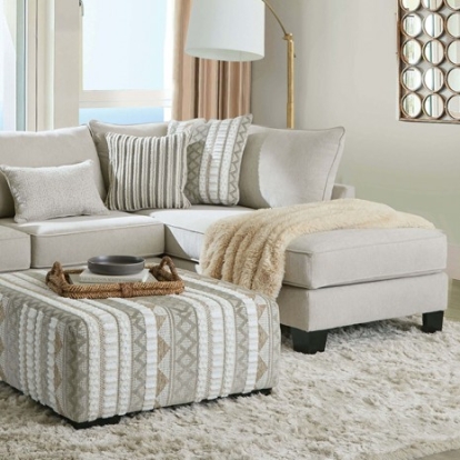 Furniture Of America Clapham Contemporary Chenille, Solid Wood Beige/Ivory Sectional | SM5125-SECT
