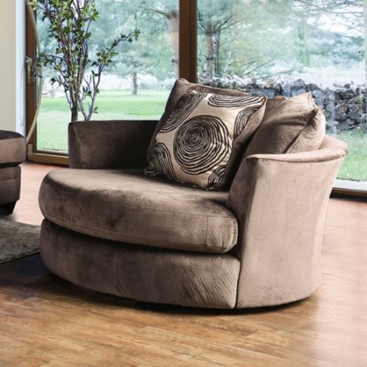 Furniture of America Bonaventura Transitional Fabric Solid with Wood Brown Swivel Chair Model SM5142BR-CH