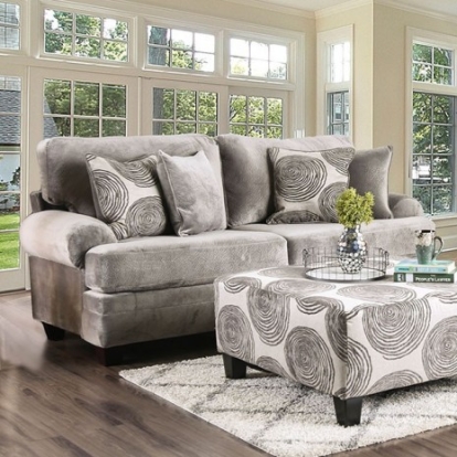 Furniture of America Bonaventura Transitional Fabric Solid with Wood Gray-Pattern Sofa Model SM5142GY-SF