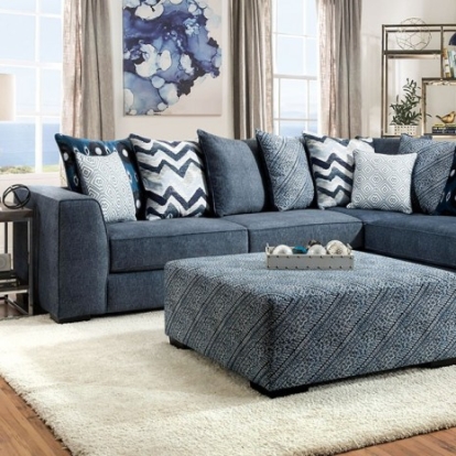 Furniture Of America Brielle Transitional Microfiber, Solid Wood, Others Blue Sectional | SM5146-SECT