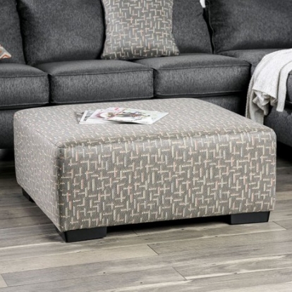 Furniture of America Earl Transitional Chenille Solid with Wood Gray Ottoman Model SM5152-OT