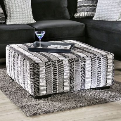 Furniture of America Modbury Transitional Microfiber Solid with Wood Stripe Multi Ottoman Model SM5160-OT