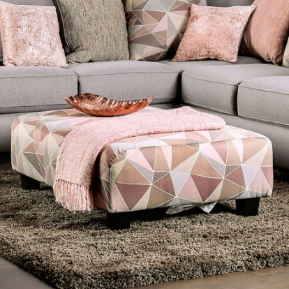 Furniture of America Harriden Transitional Chenille Solid with Wood Multi Ottoman Model SM5167-OT