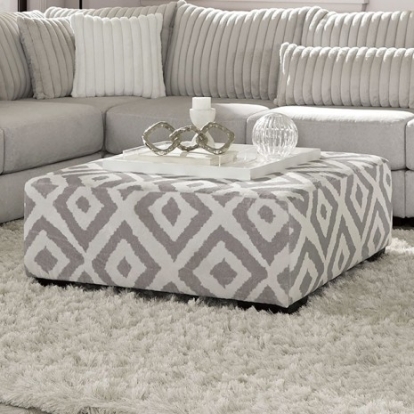 Furniture of America Hermiston Transitional Chenille Solid with Wood Gray Ottoman Model SM5171-OT