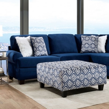 Furniture of America Waldport Transitional Microfiber Solid with Wood Navy Sectional Model SM5175-SECT