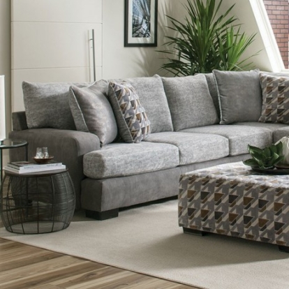 Furniture of America Alannah Transitional Microfiber Solid with Wood Light Gray-Gray-Brown Sectional Model SM5184-SECT